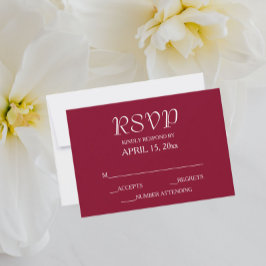 Cranberry Red Simple Style Wedding RSVP Karte