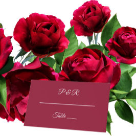 Cranberry Red Simple Stylized Script Wedding Platzkarte