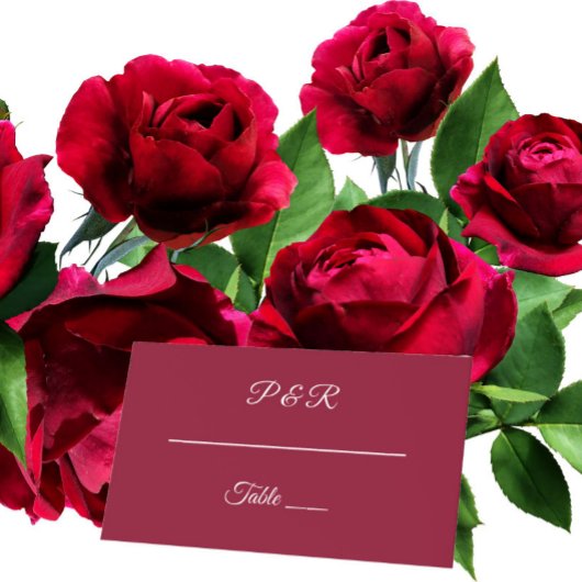 Cranberry Red Simple Stylized Script Wedding Platzkarte