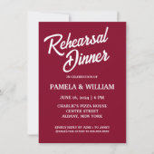 Cranberry Red Simple Wedding Probe Dinner Einladung (Vorderseite)