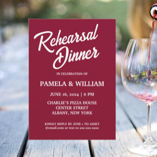 Cranberry Red Simple Wedding Probe Dinner Einladung