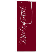 Cranberry Red Stilistische Script Wedding Bridesma Geschenktüte Für Weinflaschen (Vorderseite)