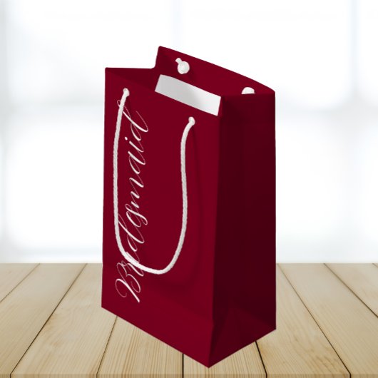 Cranberry Red Stilistische Script Wedding Bridesma Kleine Geschenktüte