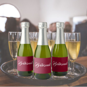 Cranberry Red Stilistische Script Wedding Bridesma Schaumweinetikett