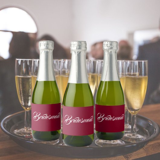 Cranberry Red Stilistische Script Wedding Bridesma Schaumweinetikett