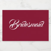 Cranberry Red Stilistische Script Wedding Bridesma Schaumweinetikett (Einzelnes Label)