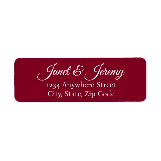 Cranberry Red Stylized Name Wedding Rücksendeadres (Vorne)
