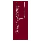Cranberry Red Stylized Script-Trauzeugin Geschenktüte Für Weinflaschen (Vorderseite)