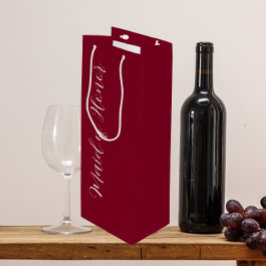 Cranberry Red Stylized Script-Trauzeugin Geschenktüte Für Weinflaschen