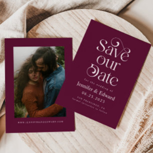 Cranberry Red Typografy Wedding Save The Date