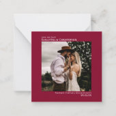 Cranberry Red Wedding Save the Date Foto Mini Mitteilungskarte (Vorderseite)