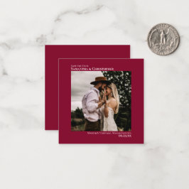 Cranberry Red Wedding Save the Date Foto Mini Mitteilungskarte