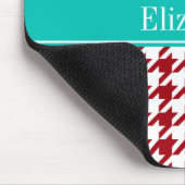 Cranberry Red Whit Hahnentrittmuster Aquamarin Nam Mousepad (Ecke)