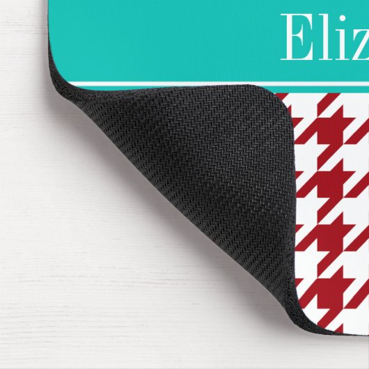 Cranberry Red Whit Hahnentrittmuster Aquamarin Nam Mousepad (Ecke)