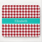 Cranberry Red Whit Hahnentrittmuster Aquamarin Nam Mousepad (Vorne)