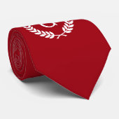Cranberry Red White Laurel Wreath Initial Monogram Krawatte (Gerollt)