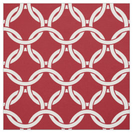 Cranberry Red, White Linked Circles Muster #1 Stoff