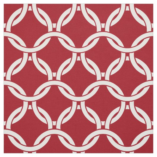 Cranberry Red, White Linked Circles Muster #1 Stoff (Muster)
