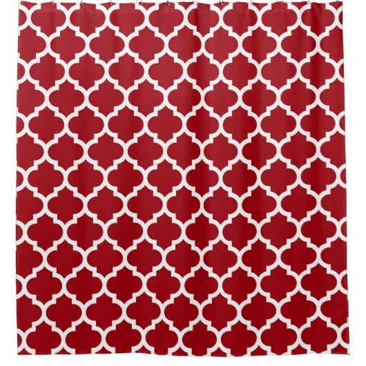 Cranberry Red White marokkanisches Quatrefolienmus Duschvorhang (Vorderseite)
