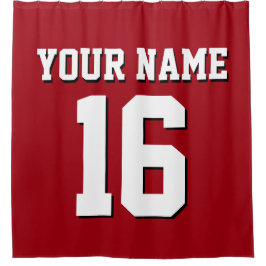 Cranberry Red White Sports Jersey Team Jersey Duschvorhang