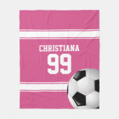 Cranberry-Rosa und White Stripes-Fußball Fleecedecke (Vorderseite)