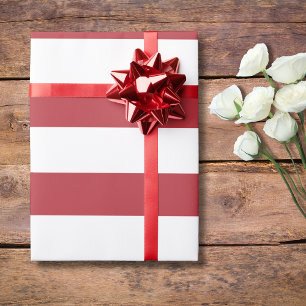 Cranberry Rot und Weiß Breitband Streifen Geschenkpapier