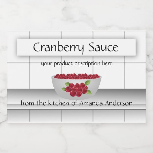 Cranberry Sauce Kitchen Tiles 3x2 Produktkennzeich Lebensmitteletikett (Einzelnes Label)