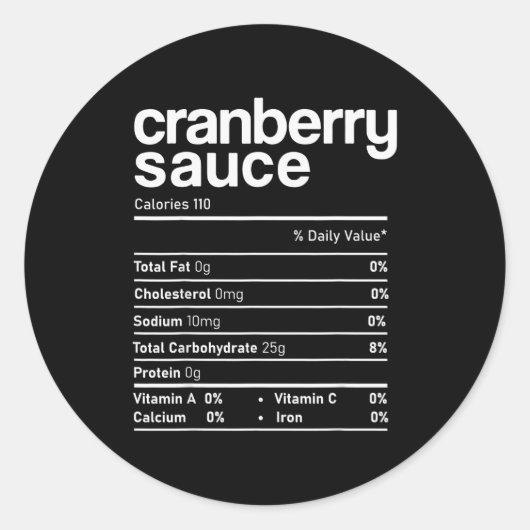 Cranberry Sauce Nutrition Funny Thanksgiving Chris Runder Aufkleber (Vorderseite)