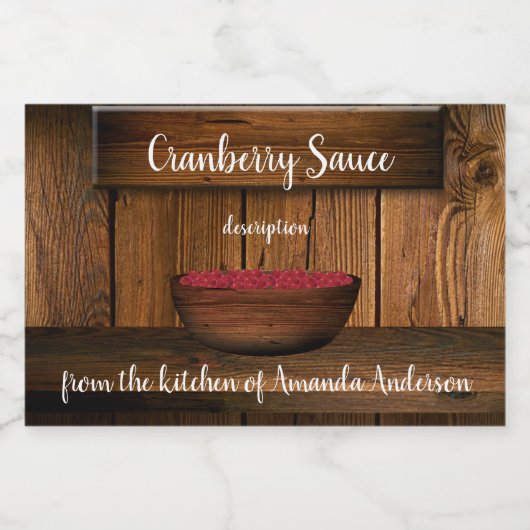Cranberry Sauce Rustic Wood Product Label 3"x2" Lebensmitteletikett (Einzelnes Label)