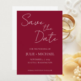 Cranberry Simple Style Wedding Save The Date