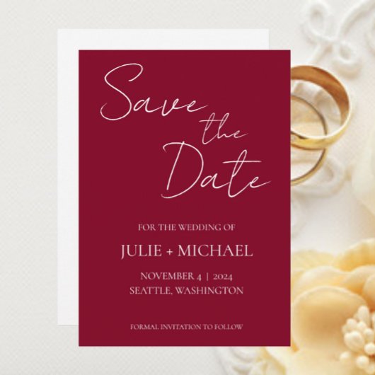 Cranberry Simple Style Wedding Save The Date