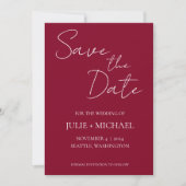Cranberry Simple Style Wedding Save The Date (Vorderseite)