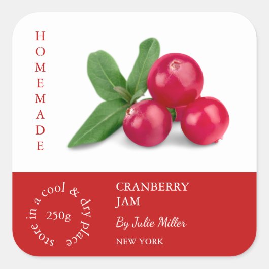 Cranberry Small Business Label Quadratischer Aufkleber (Vorderseite)