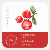 Cranberry Small Business Label Quadratischer Aufkleber (Vorderseite)