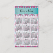 Cranberry und Aquamarin Kat ZigZag 2019 Kalender Visitenkarte (Rückseite)