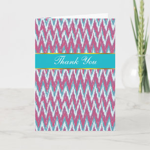 Cranberry und Aquamarines iKat ZigZag Muster Dankeskarte