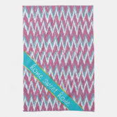 Cranberry und Aquamarines iKat ZigZag Muster Geschirrtuch (Vertikal)