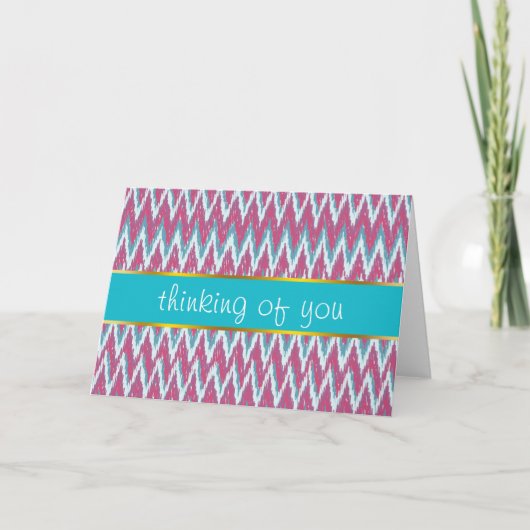 Cranberry und Aquamarines iKat ZigZag Muster Karte (Vorderseite)