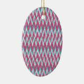 Cranberry und Aquamarines iKat ZigZag Muster Keramik Ornament (Rechts)