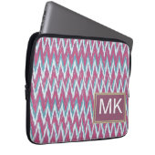 Cranberry und Aquamarines iKat ZigZag Muster Laptopschutzhülle (Vorne Rechts)