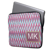 Cranberry und Aquamarines iKat ZigZag Muster Laptopschutzhülle (Vorderseite Links)