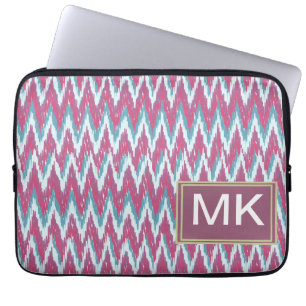 Cranberry und Aquamarines iKat ZigZag Muster Laptopschutzhülle