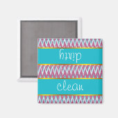 Cranberry und Aquamarines iKat ZigZag Muster Magnet (Vorderseite/Rückseite)
