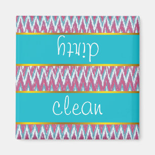 Cranberry und Aquamarines iKat ZigZag Muster Magnet