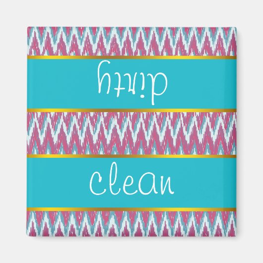 Cranberry und Aquamarines iKat ZigZag Muster Magnet (Vorne)