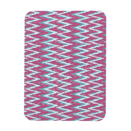 Cranberry und Aquamarines iKat ZigZag Muster Magnet (Vertikal)