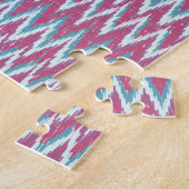 Cranberry und Aquamarines iKat ZigZag Muster Puzzle (Seite)