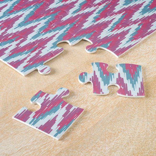 Cranberry und Aquamarines iKat ZigZag Muster Puzzle (Seite)