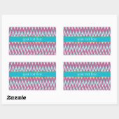Cranberry und Aquamarines iKat ZigZag Muster Rechteckiger Aufkleber (Blatt)