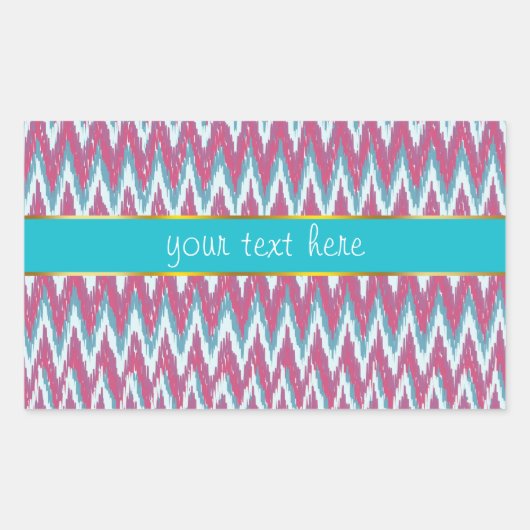 Cranberry und Aquamarines iKat ZigZag Muster Rechteckiger Aufkleber (Vorderseite)